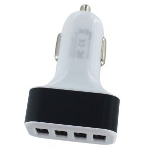 4 Ports USB Car Plug - Black