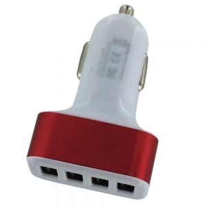 4 Ports USB Car Plug - Red