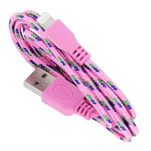 Braided 3' Cable- 8 pin PINK