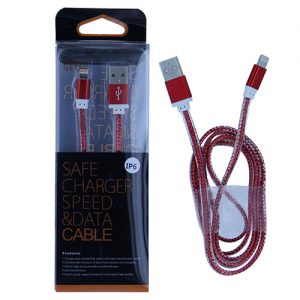 Braided Flat in Clear Tube 3' Cable- Lightning 8 pin RED