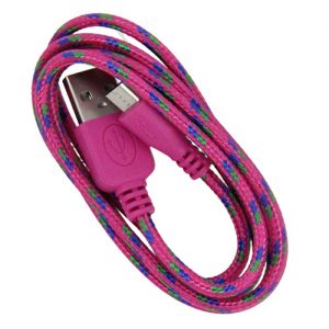 Braided 3' Cable- Micro HOT PINK