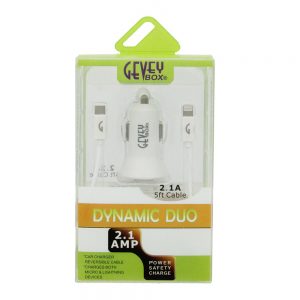 GeveyBox Dynamic Duo Car Lightning & Micro Cable White