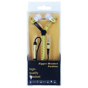 Zipper Earbuds with Mic- YELLOW