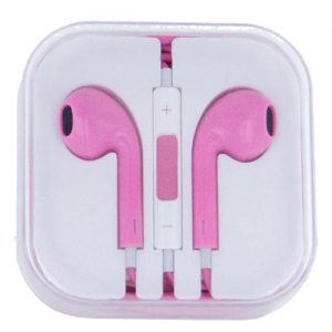 Square Box Earbuds with Remote & Mic- PINK