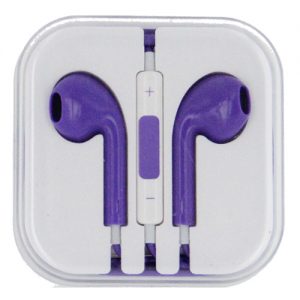 Square Box Earbuds with Remote & Mic- PURPLE
